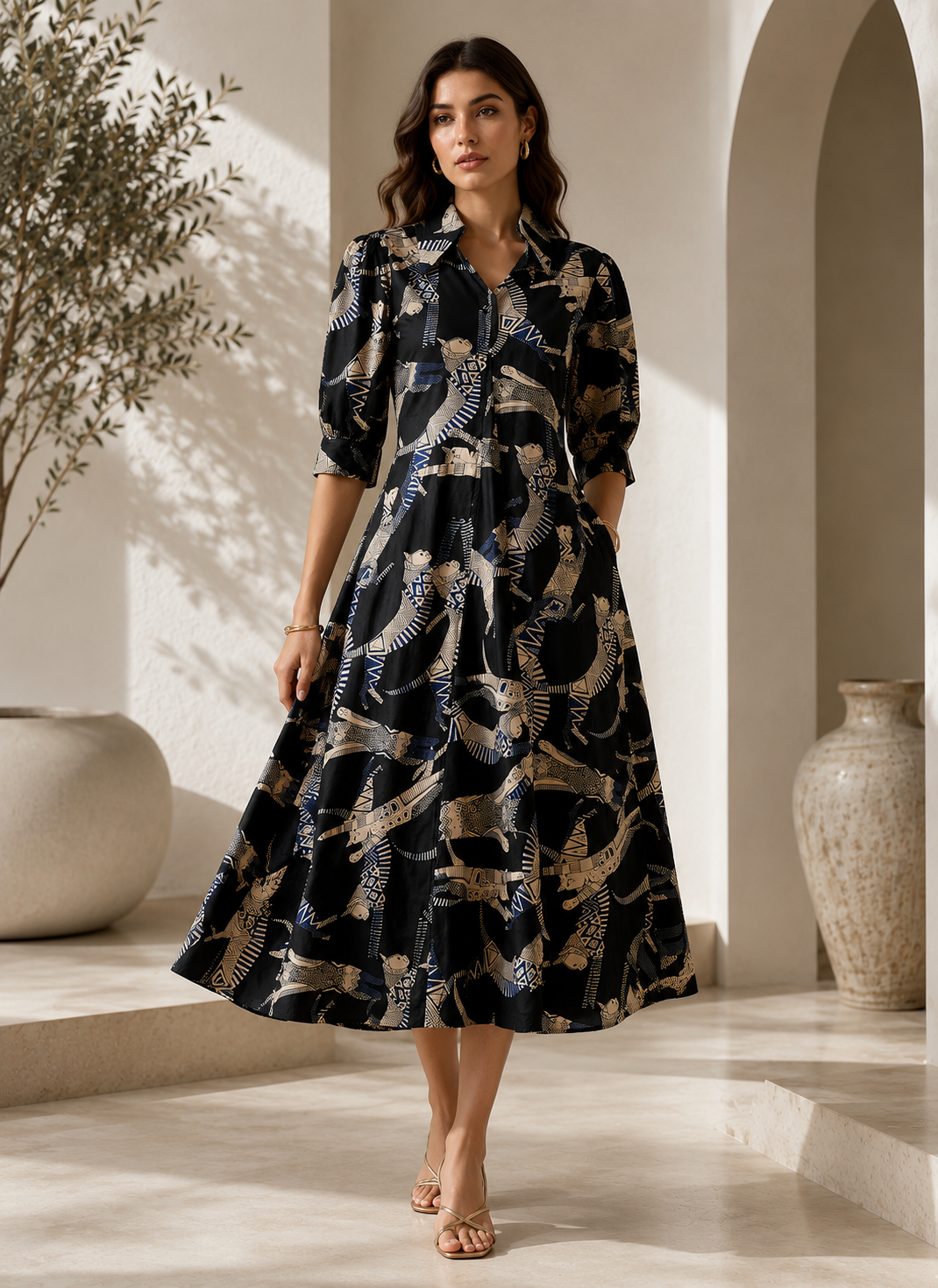 Wild Elegance A-Line Midi Dress