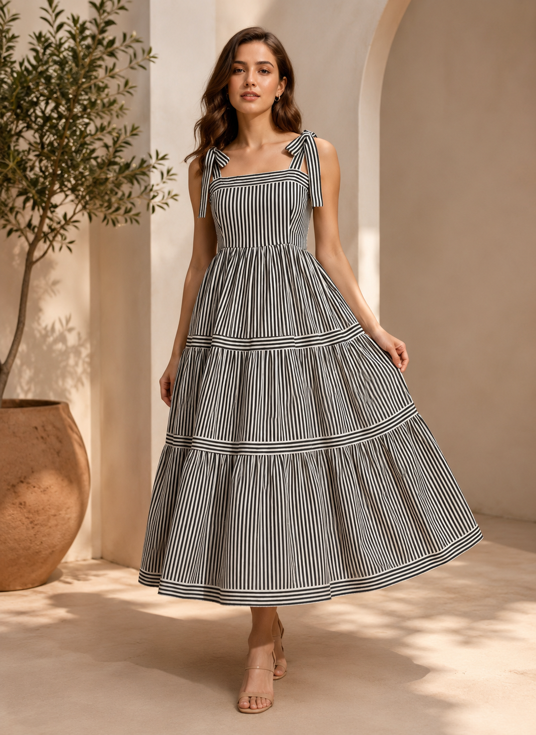 Timeless Stripe Flared Maxi Dress