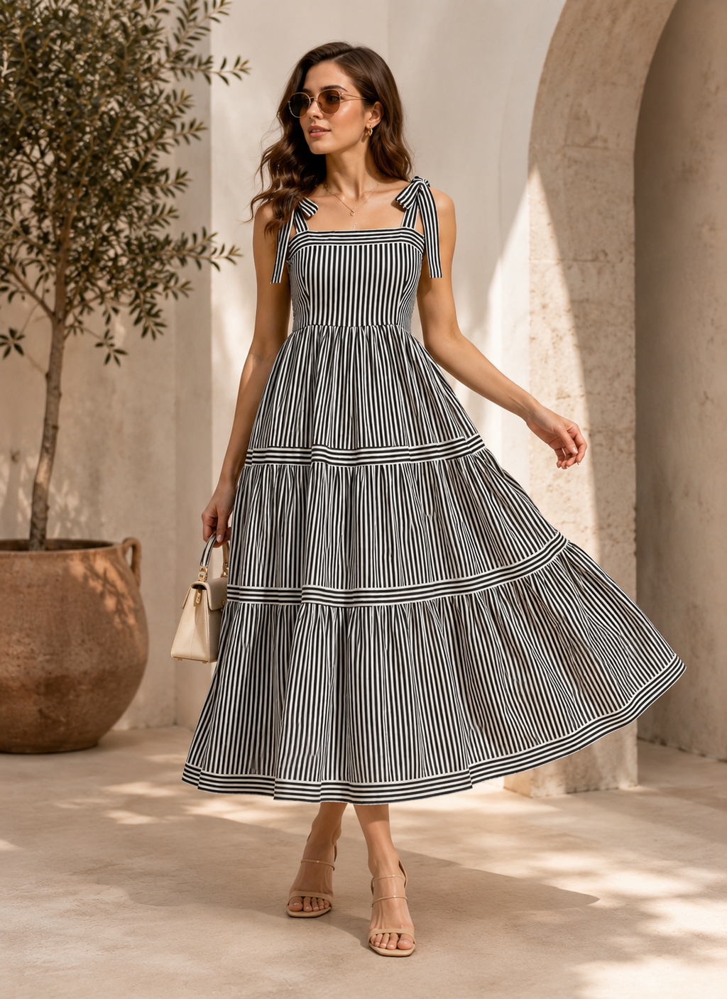 Timeless Stripe Flared Maxi Dress
