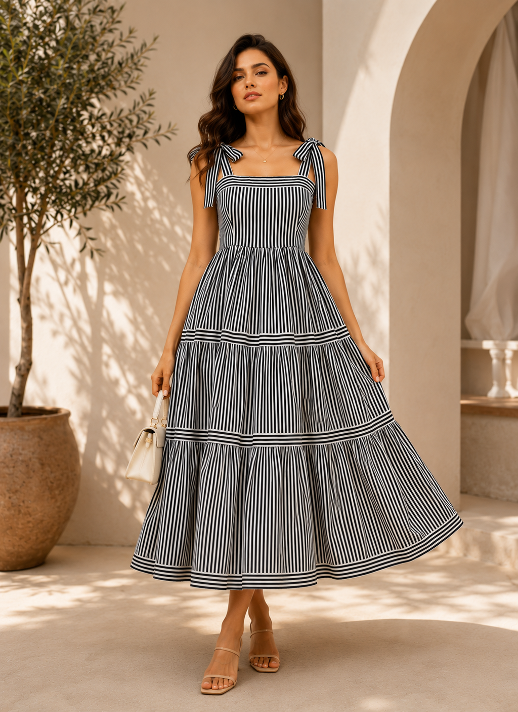 Timeless Stripe Flared Maxi Dress
