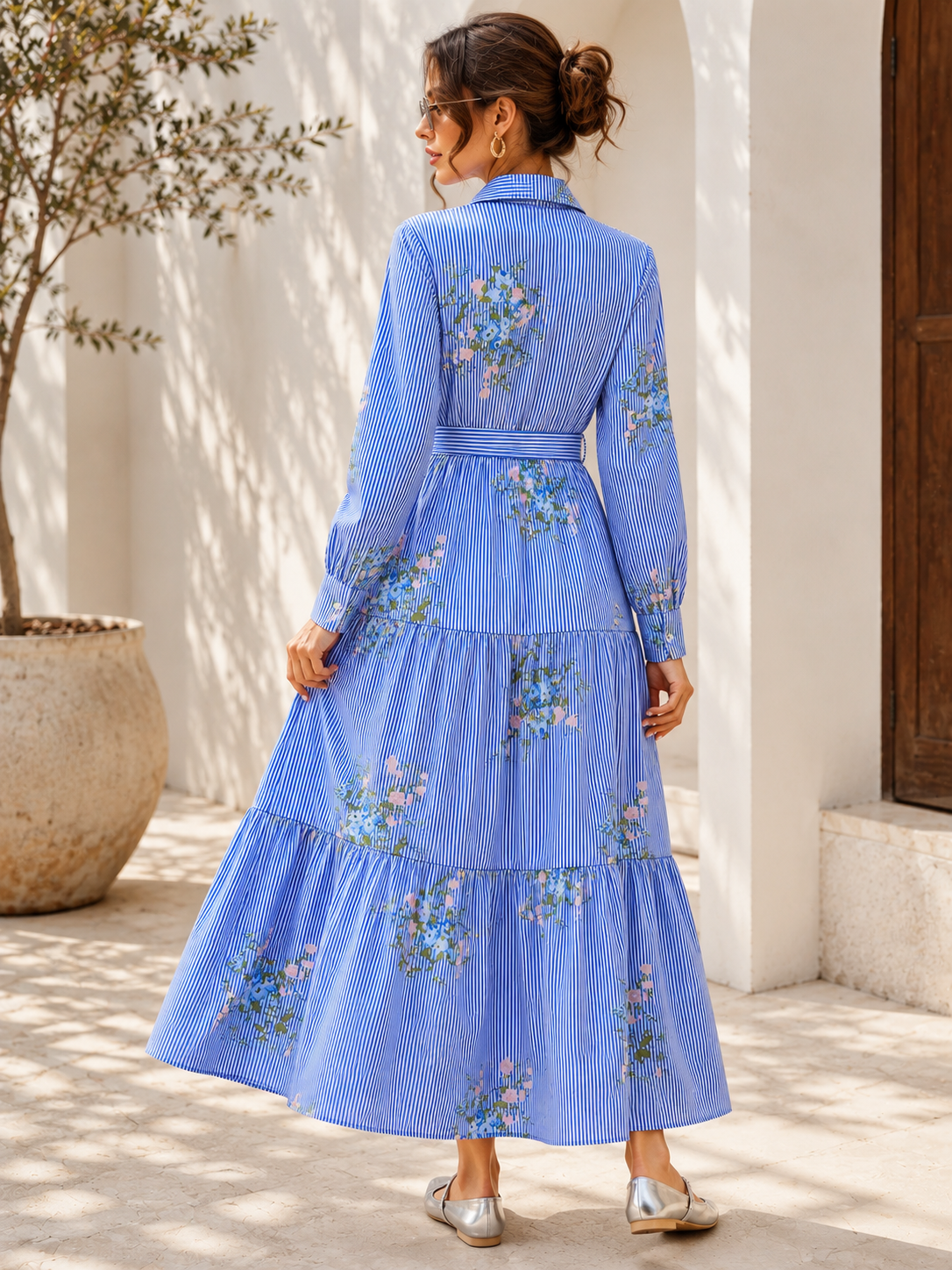 Blue Meadow Belted Maxi Dress