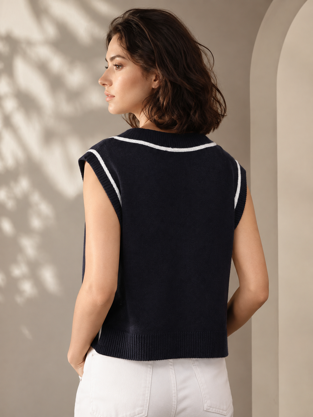 Black Luxe V-Neck Cotton Sweater