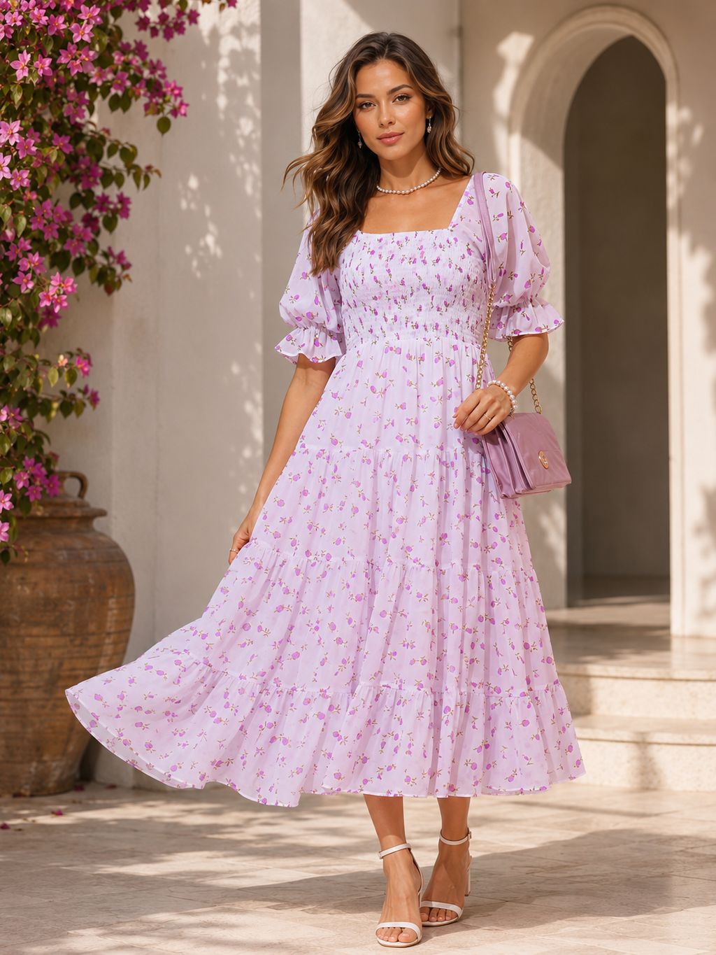 Blossom Breeze Fit and Flare Midi Dress