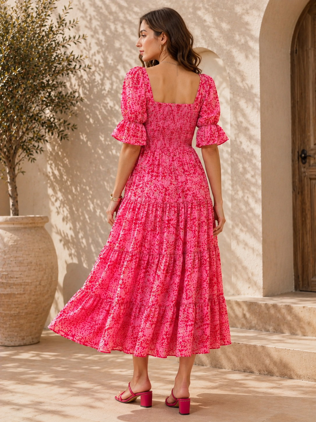 Blush Aura Fit & Flare Midi Dress