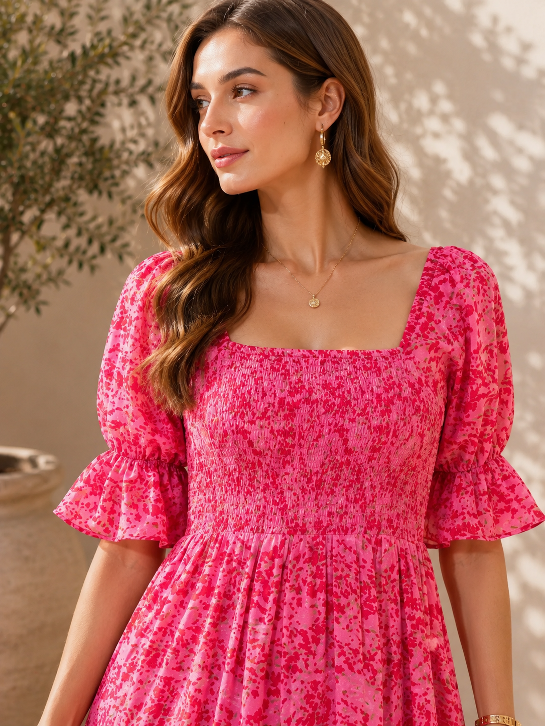 Blush Aura Fit & Flare Midi Dress