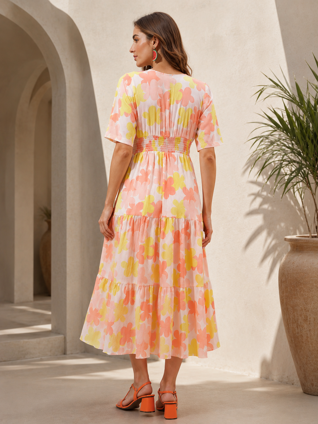 Sunny Bloom Fit & Flare Midi Dress