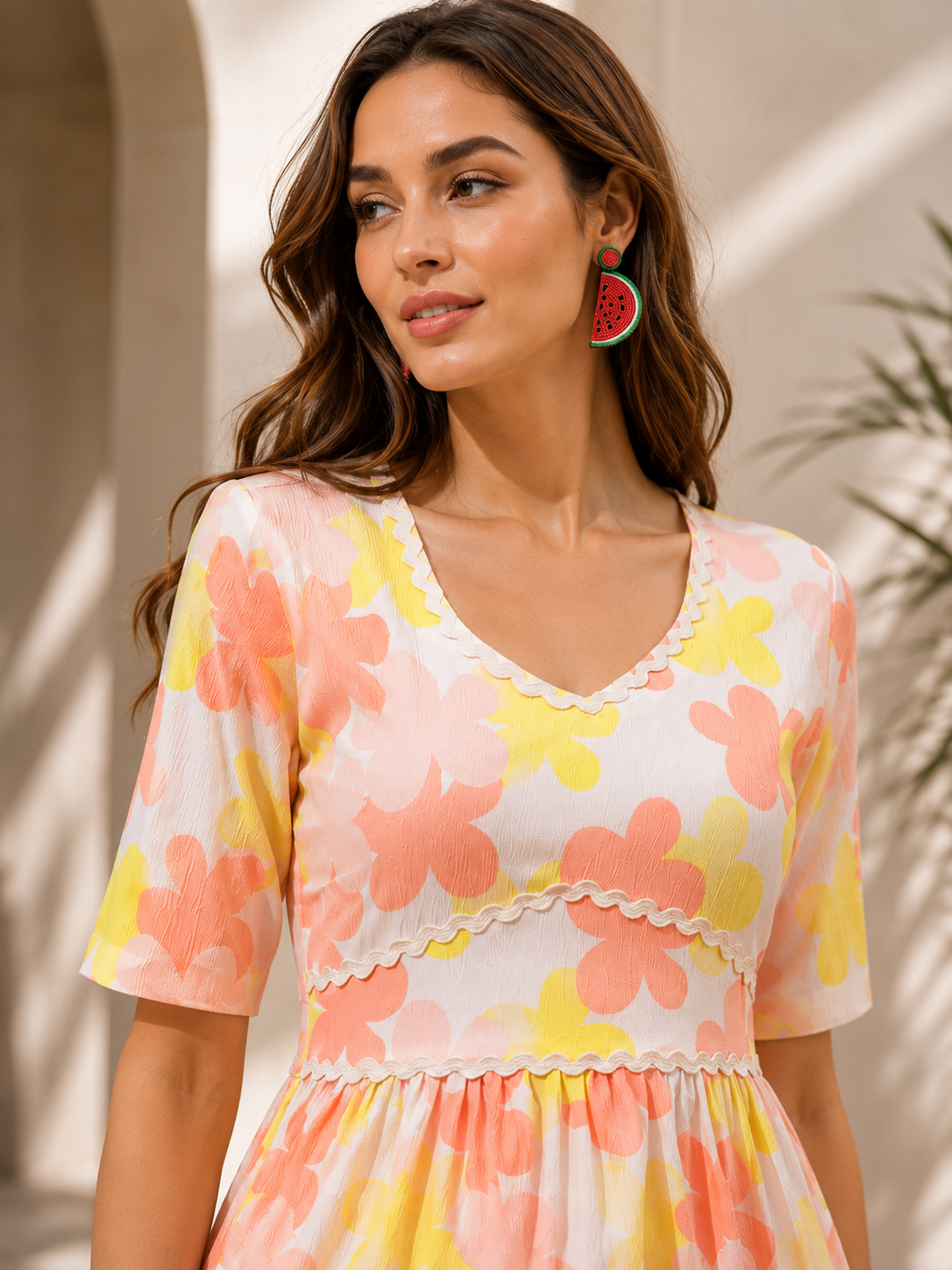 Sunny Bloom Fit & Flare Midi Dress