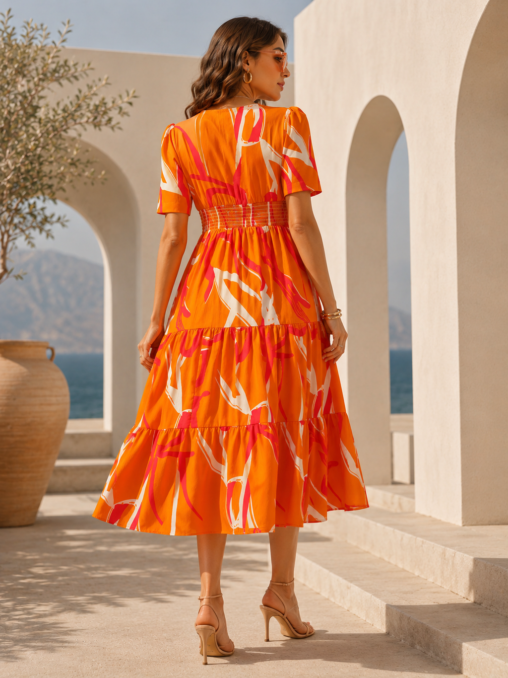 Sunset Glow Fit & Flare Midi Dress