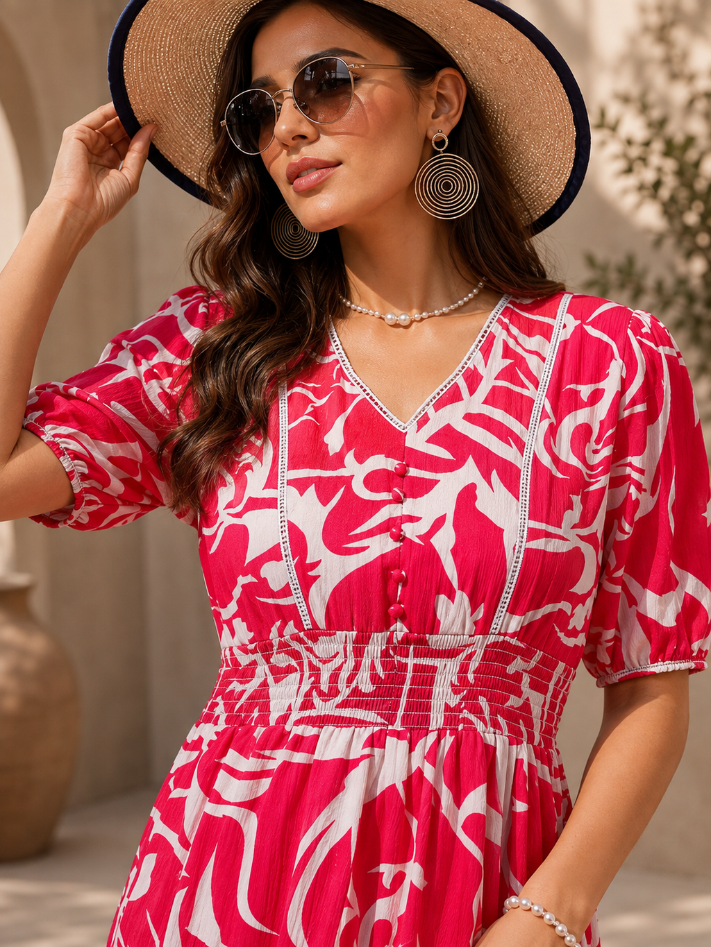 Blush Elegance Crepe Midi Dress