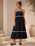 Midnight Grace Shoulder Strap Midi Dress