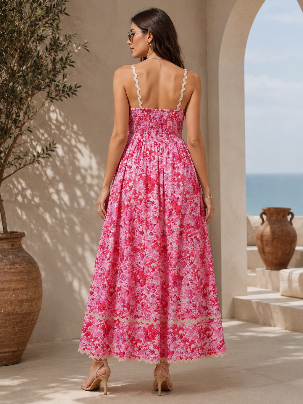 Pastel Bloom Shoulder Straps Maxi Dress
