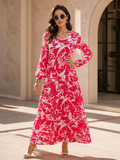 Pastel Petal Flare Printed Maxi Dress