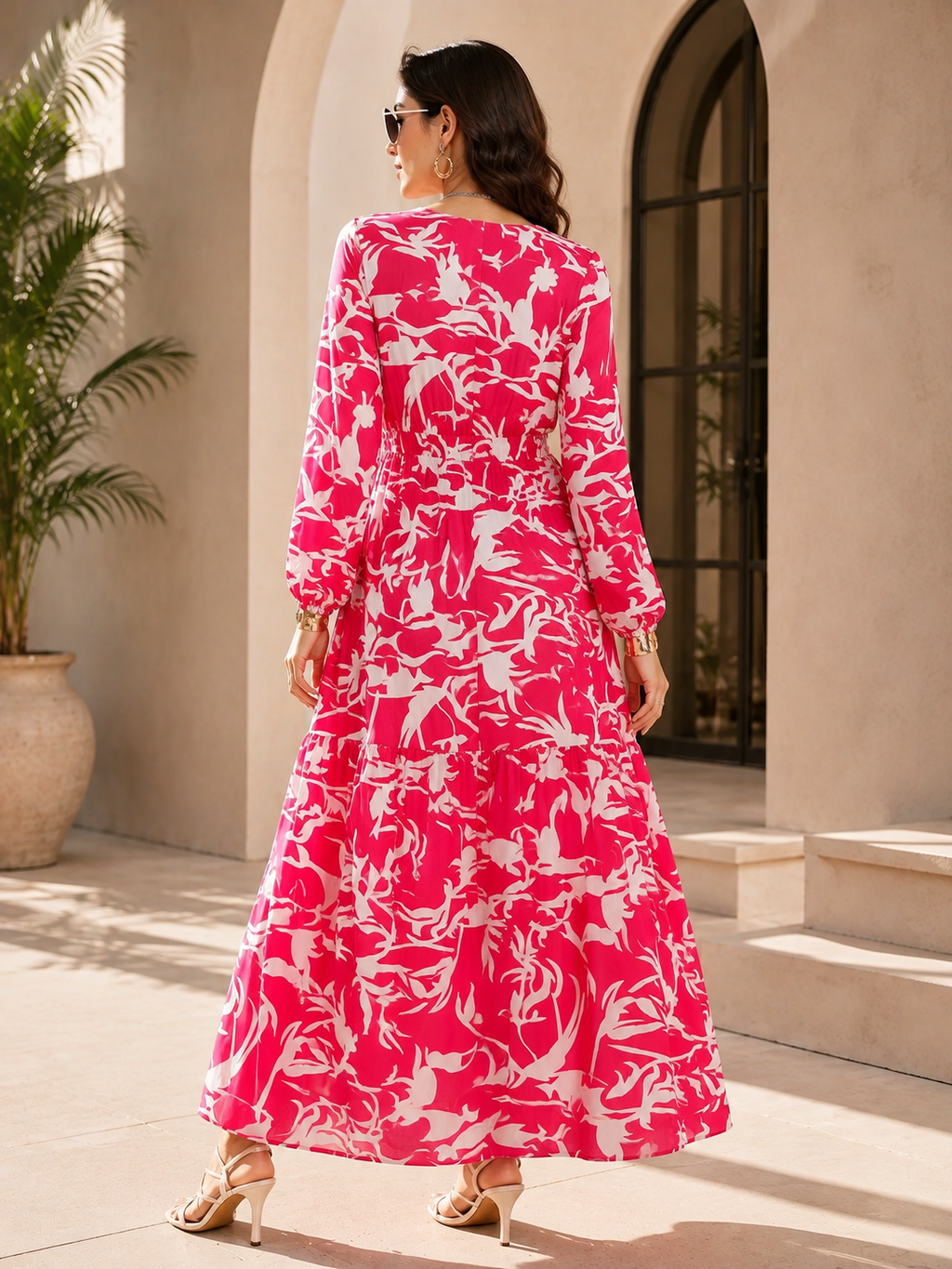 Pastel Petal Flare Printed Maxi Dress