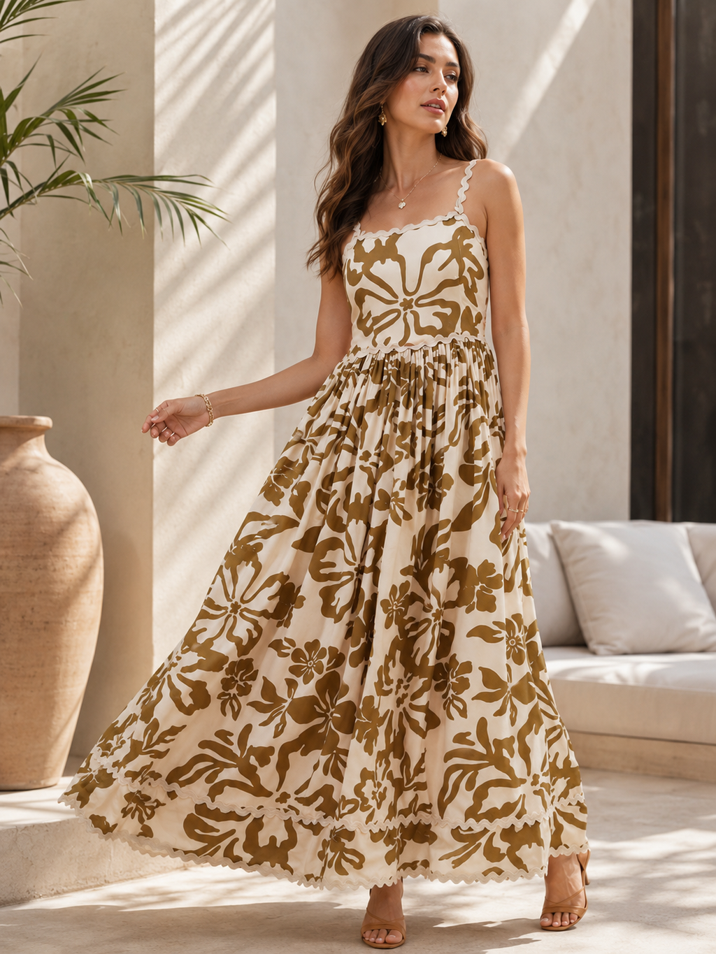 Classic Fit and Flare Strappy Shoulder Dress
