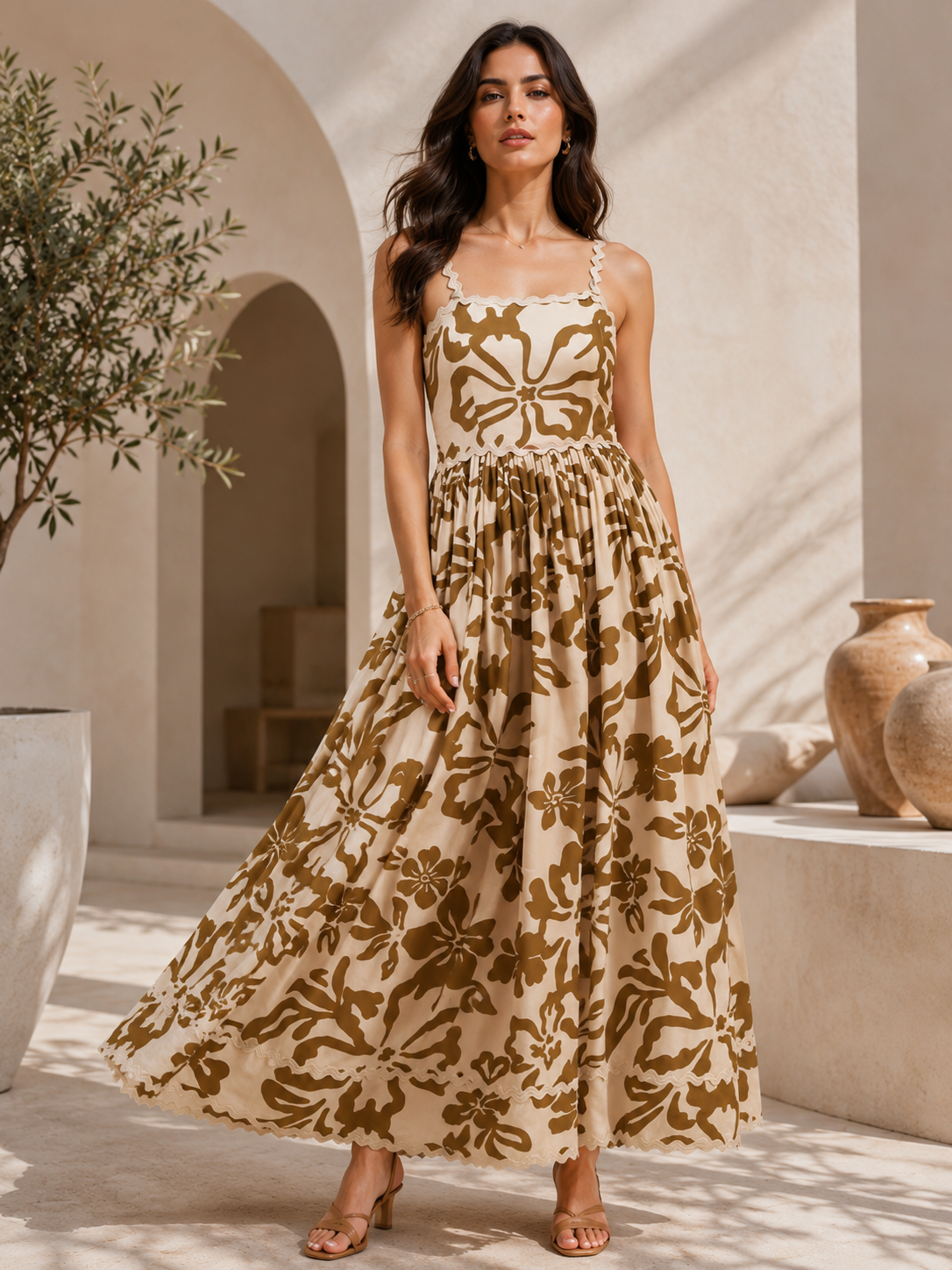 Classic Fit and Flare Strappy Shoulder Dress