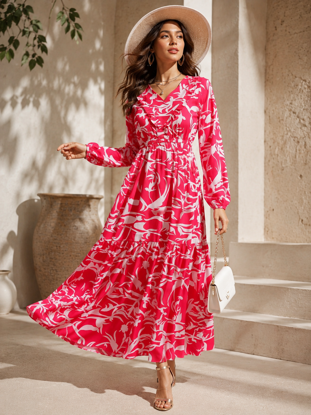 Pink Serenity Full-Sleeve Maxi Dress