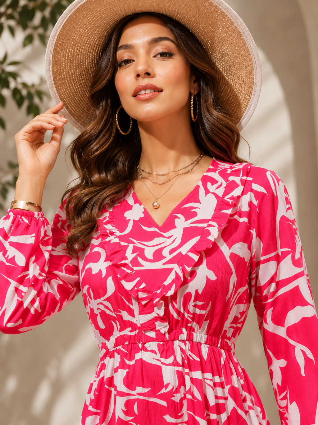 Pink Serenity Full-Sleeve Maxi Dress