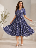 Azure Charm Fit & Flare Midi Dress
