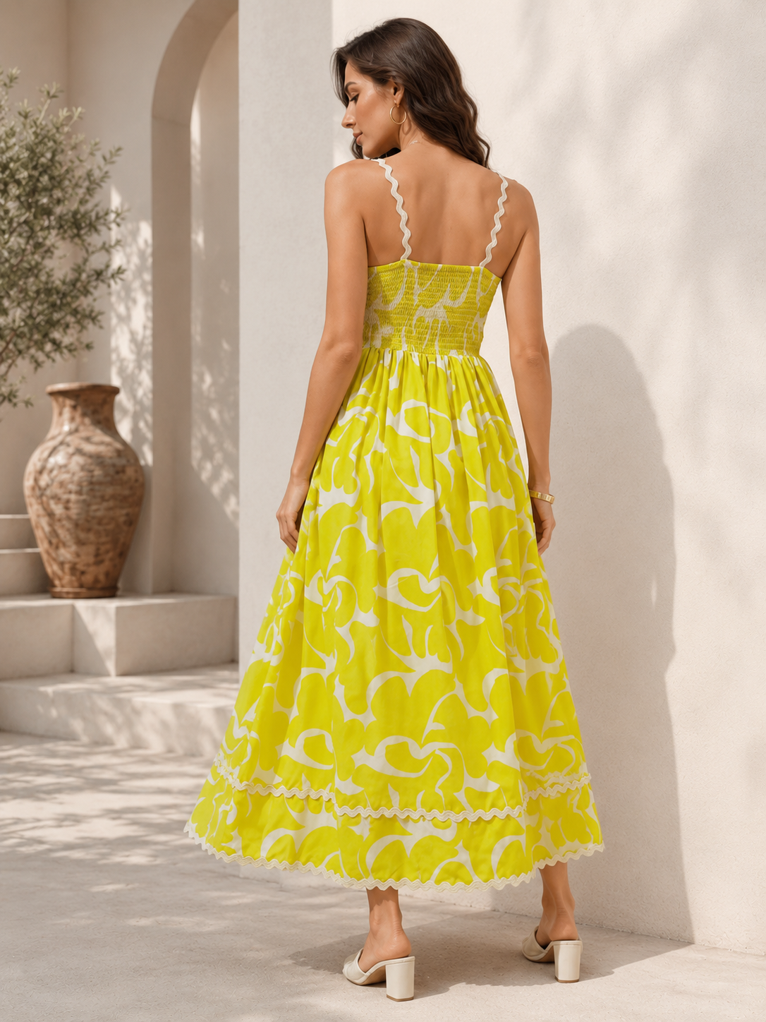 Light Green Printed Sleeveless Fit and Flare Dress