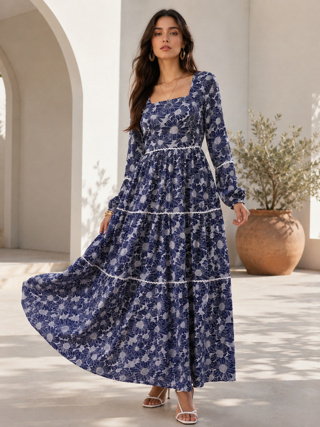Floral Grace Fit & Flare Maxi Dress