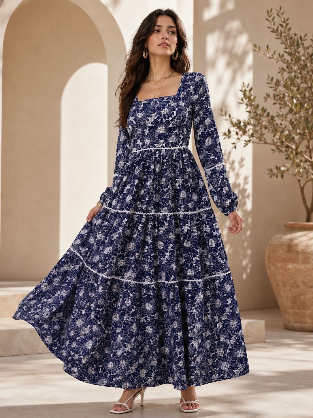 Floral Grace Fit & Flare Maxi Dress