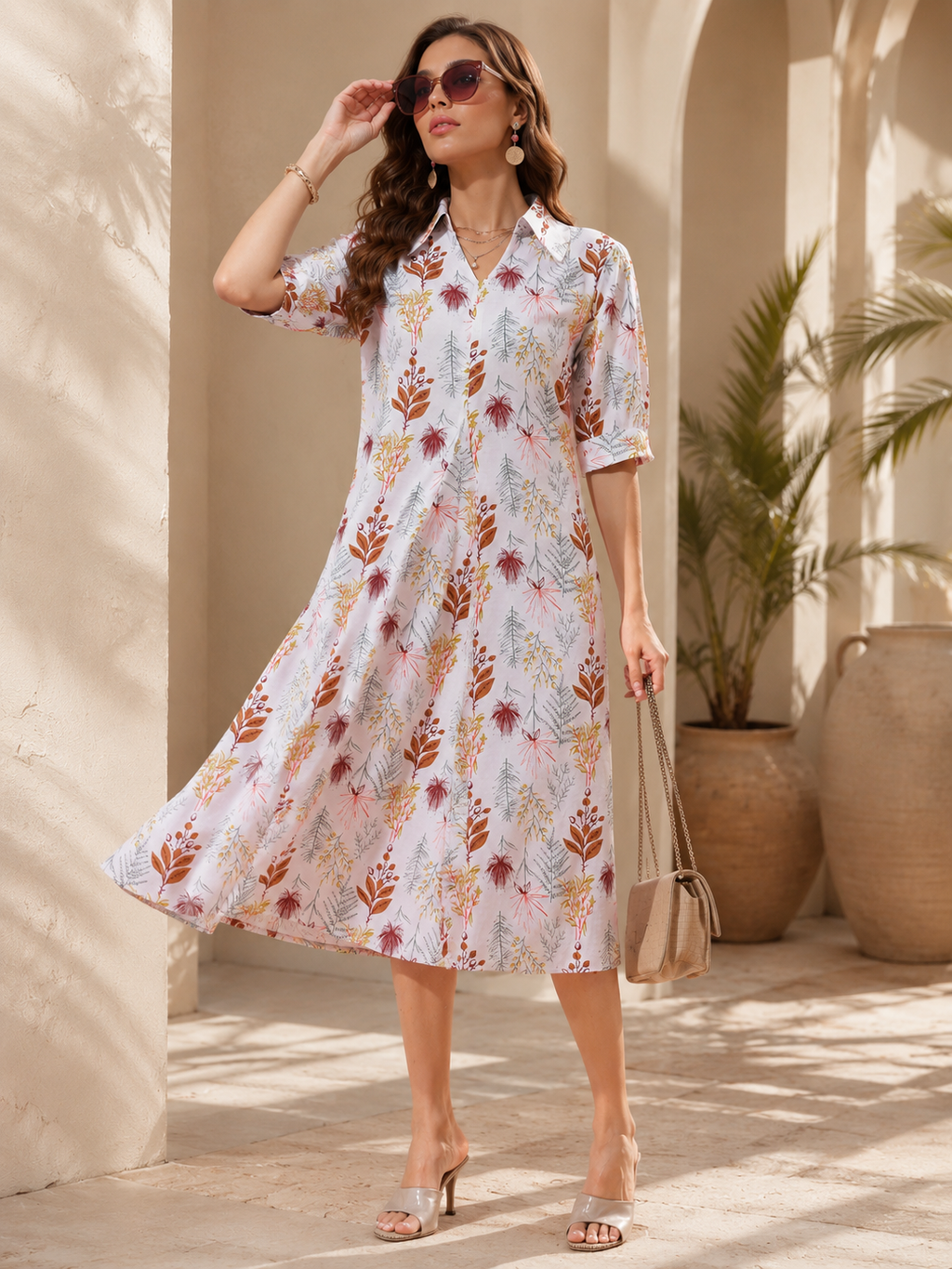 Timeless White Flared Midi Dress