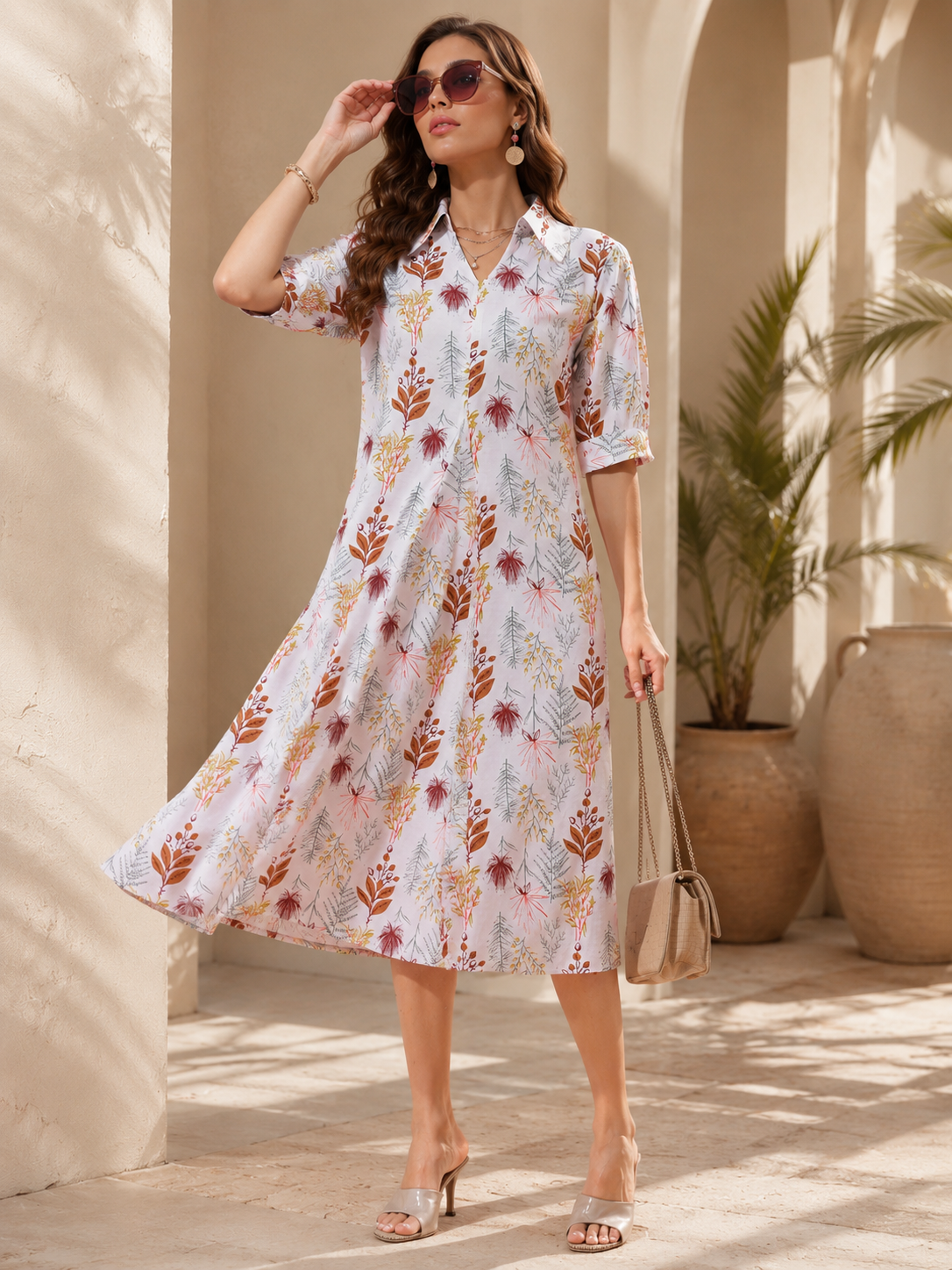 Timeless White Flared Midi Dress