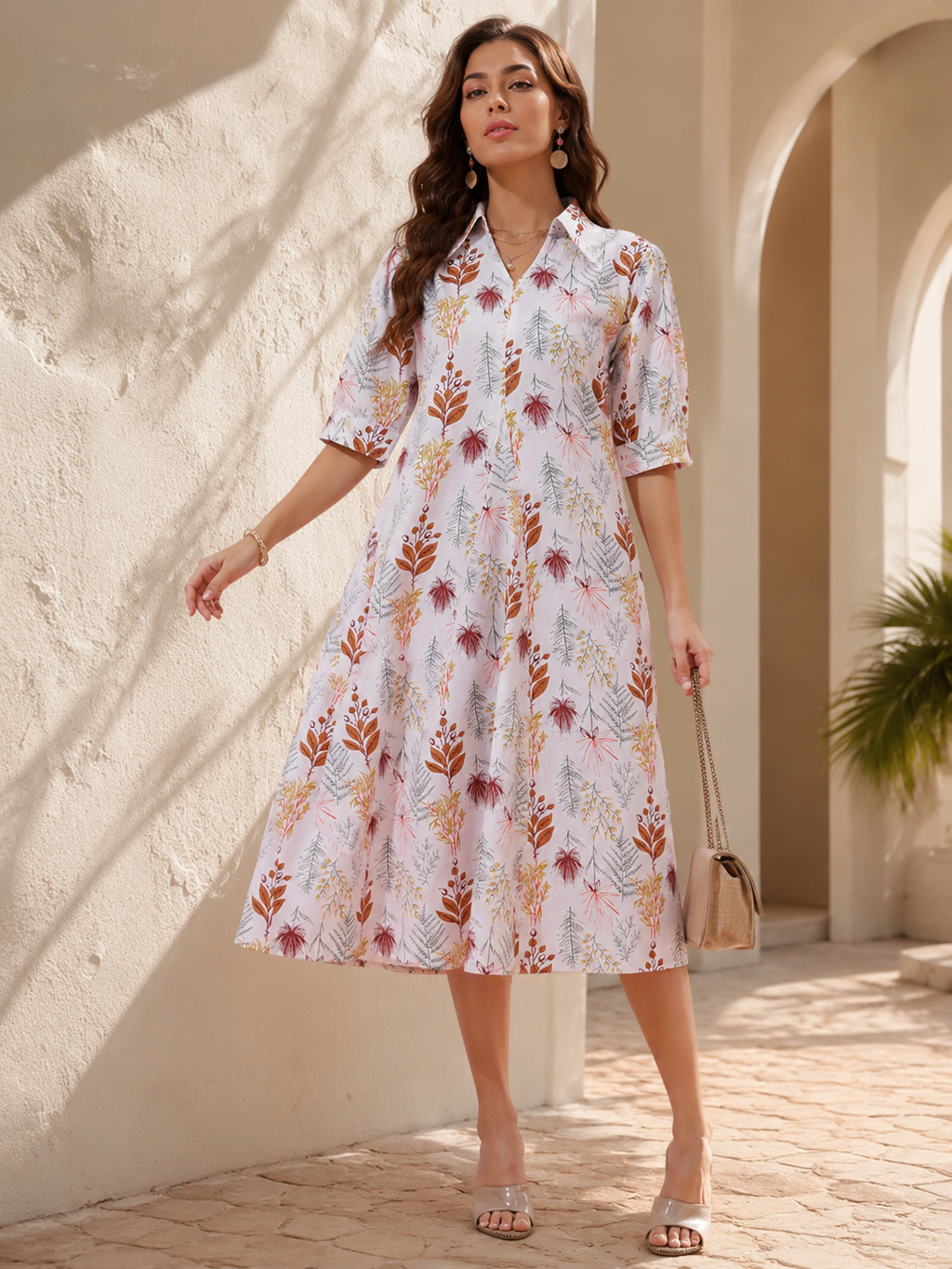 Timeless White Flared Midi Dress