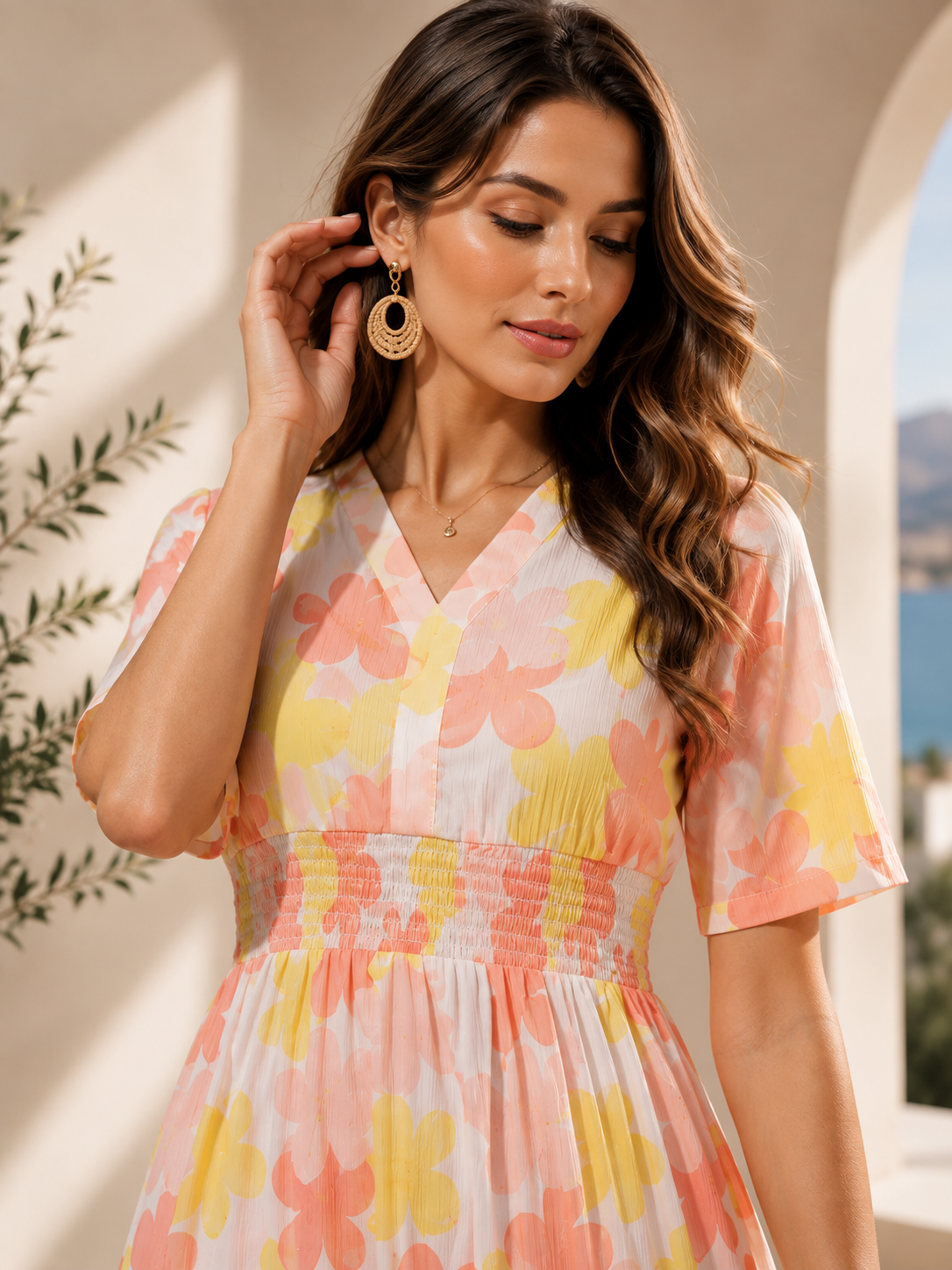 Spring Charm Fit & Flare Midi Dress