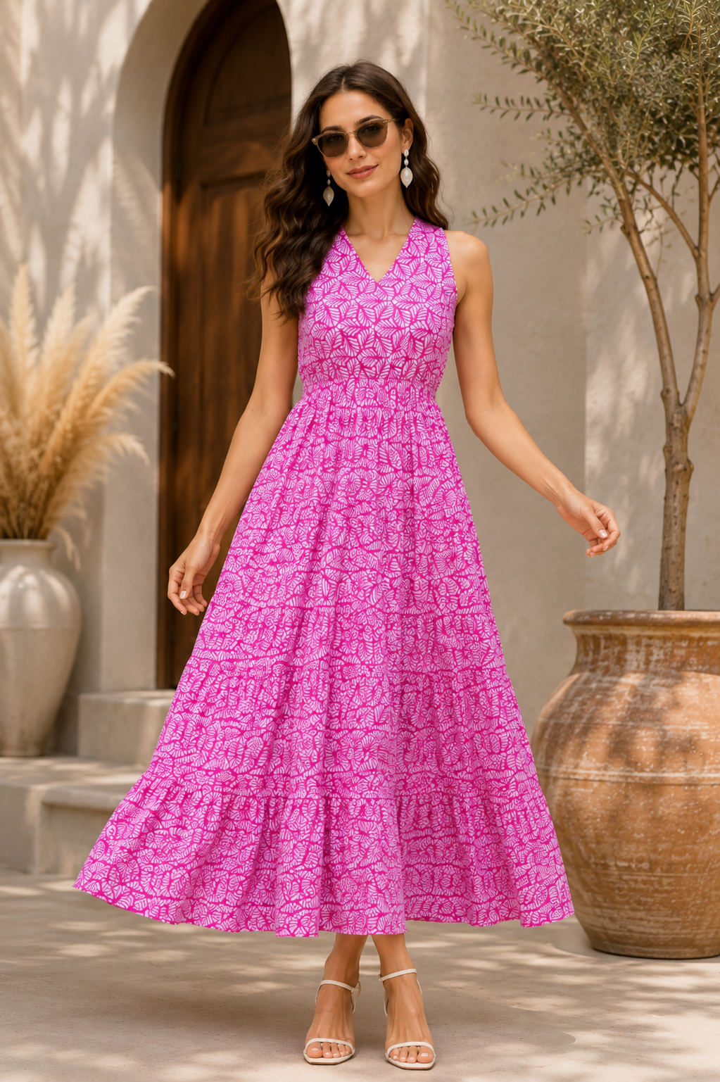 Pink Mirage Geometric Maxi Dress