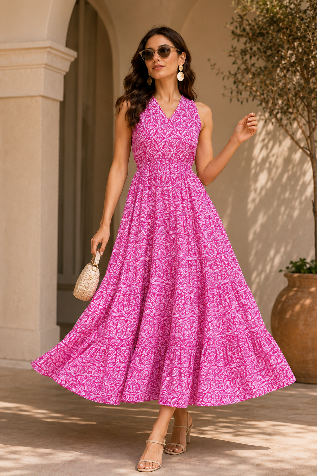 Pink Mirage Geometric Maxi Dress