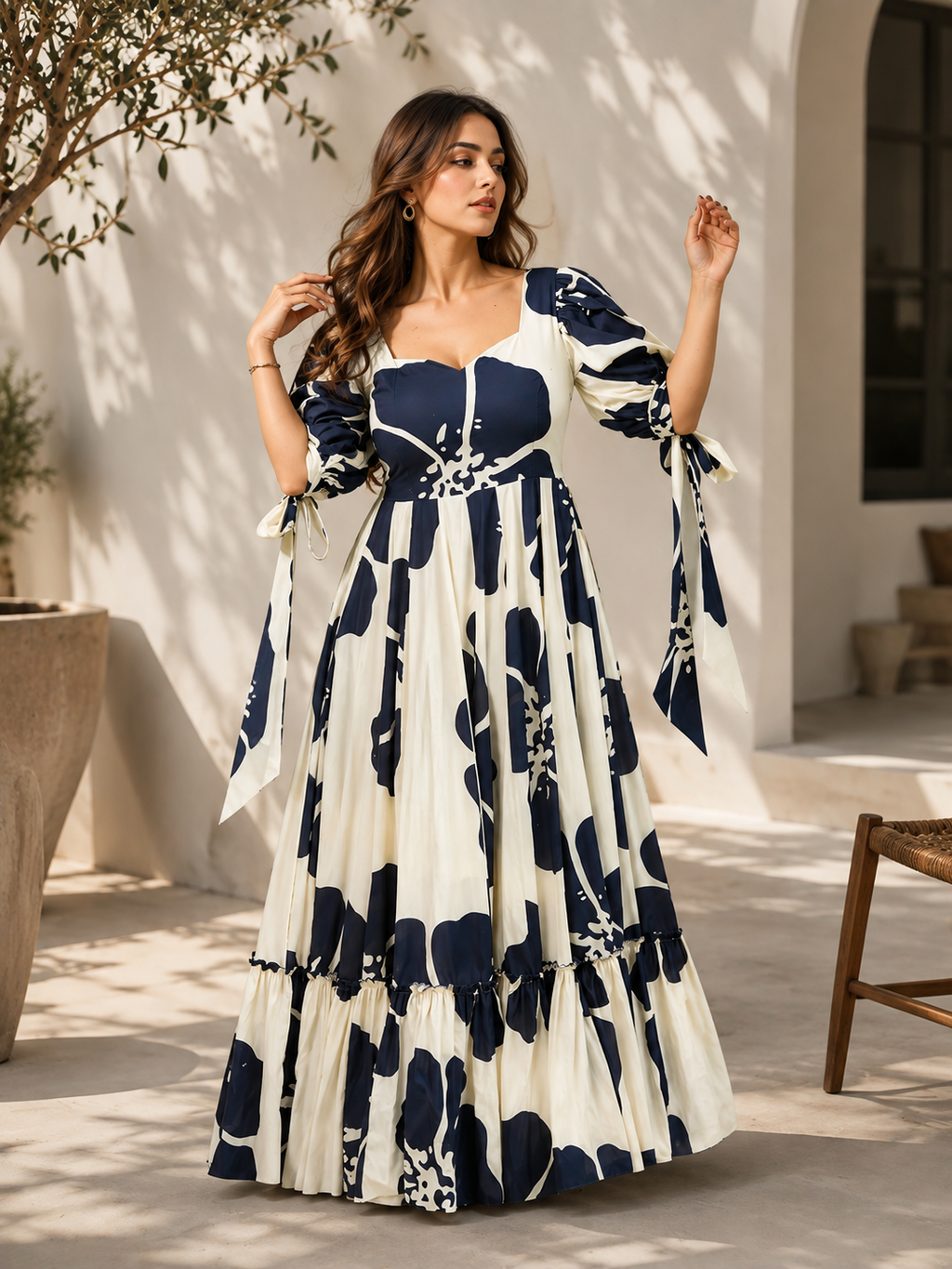 Blue Garden Floral Maxi Dress