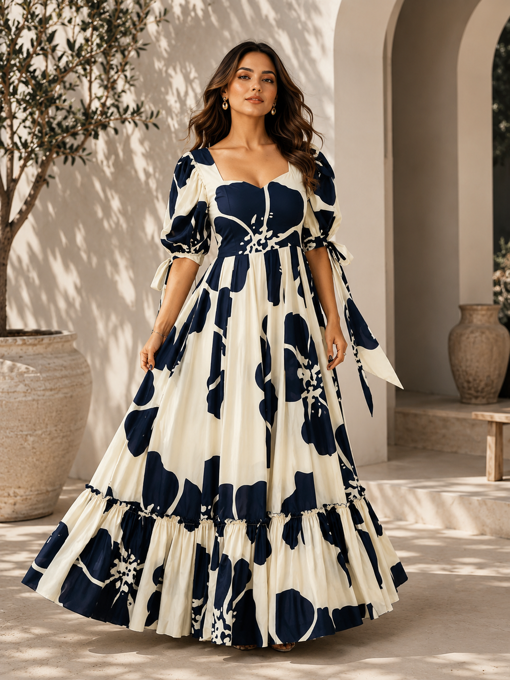 Blue Garden Floral Maxi Dress