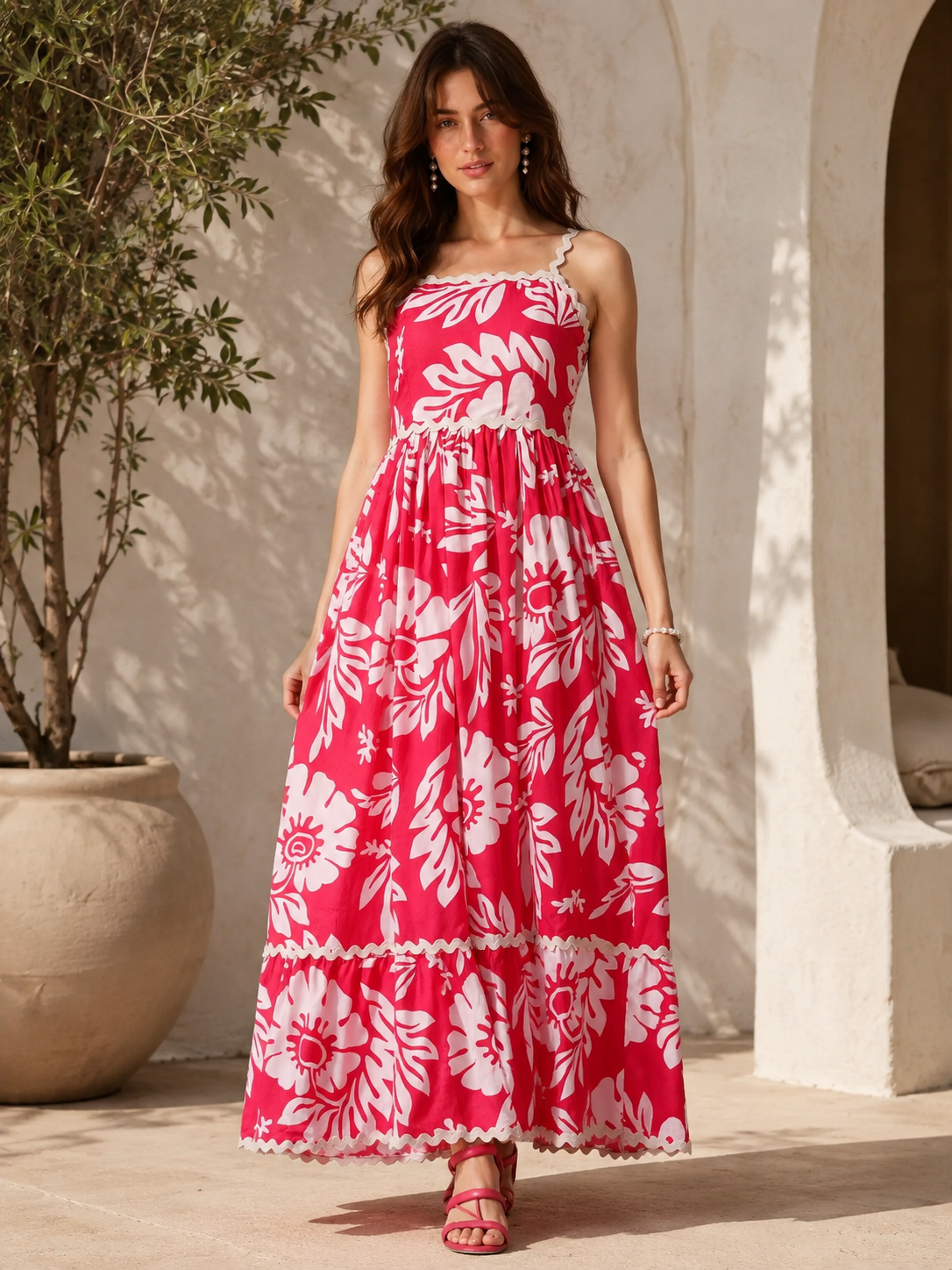 Blush Blossom Floral Strappy Maxi Dress