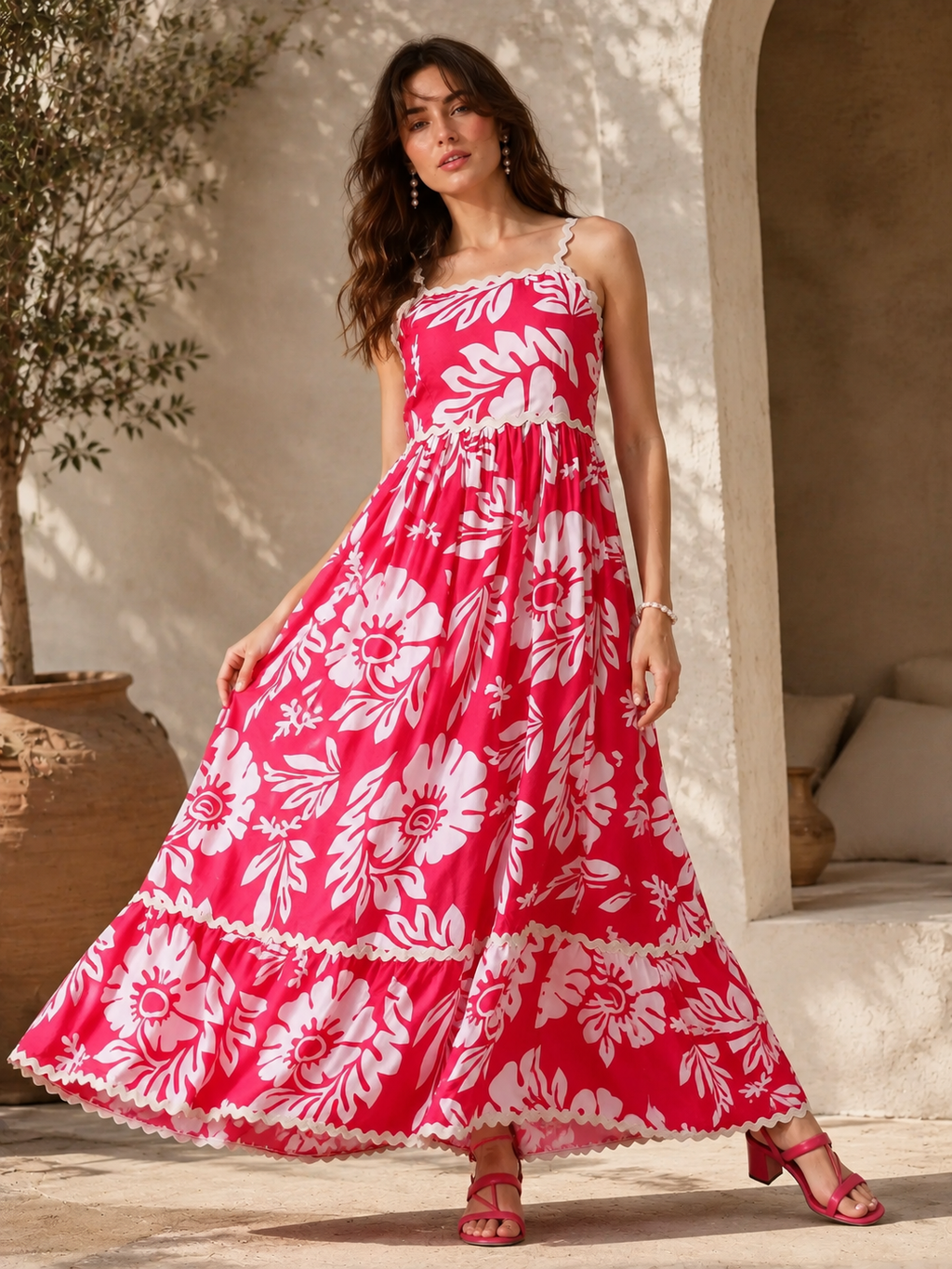 Blush Blossom Floral Strappy Maxi Dress