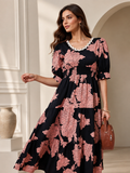 Mocha Muse Floral Midi Dress