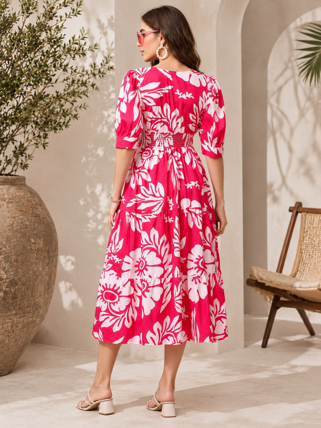 Pink Meadow Floral Midi Dress