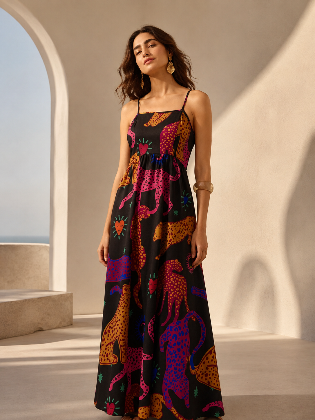 Noir Wild Animal Print Maxi Dress