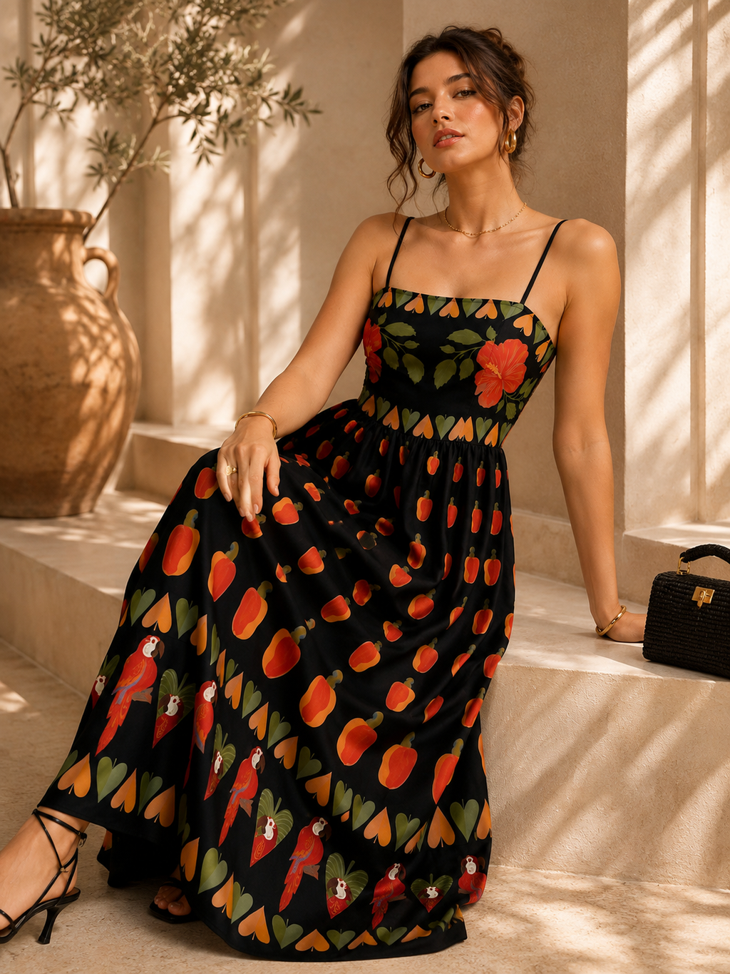 Midnight Muse Printed Maxi Dress