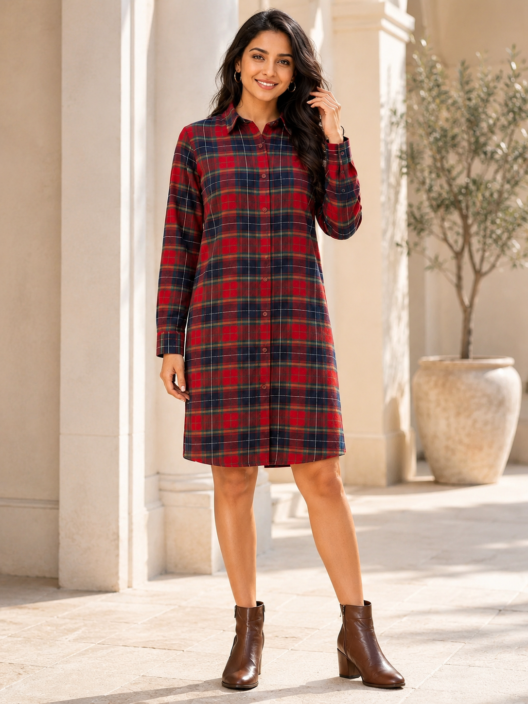Scarlet Checks Shirt Dress