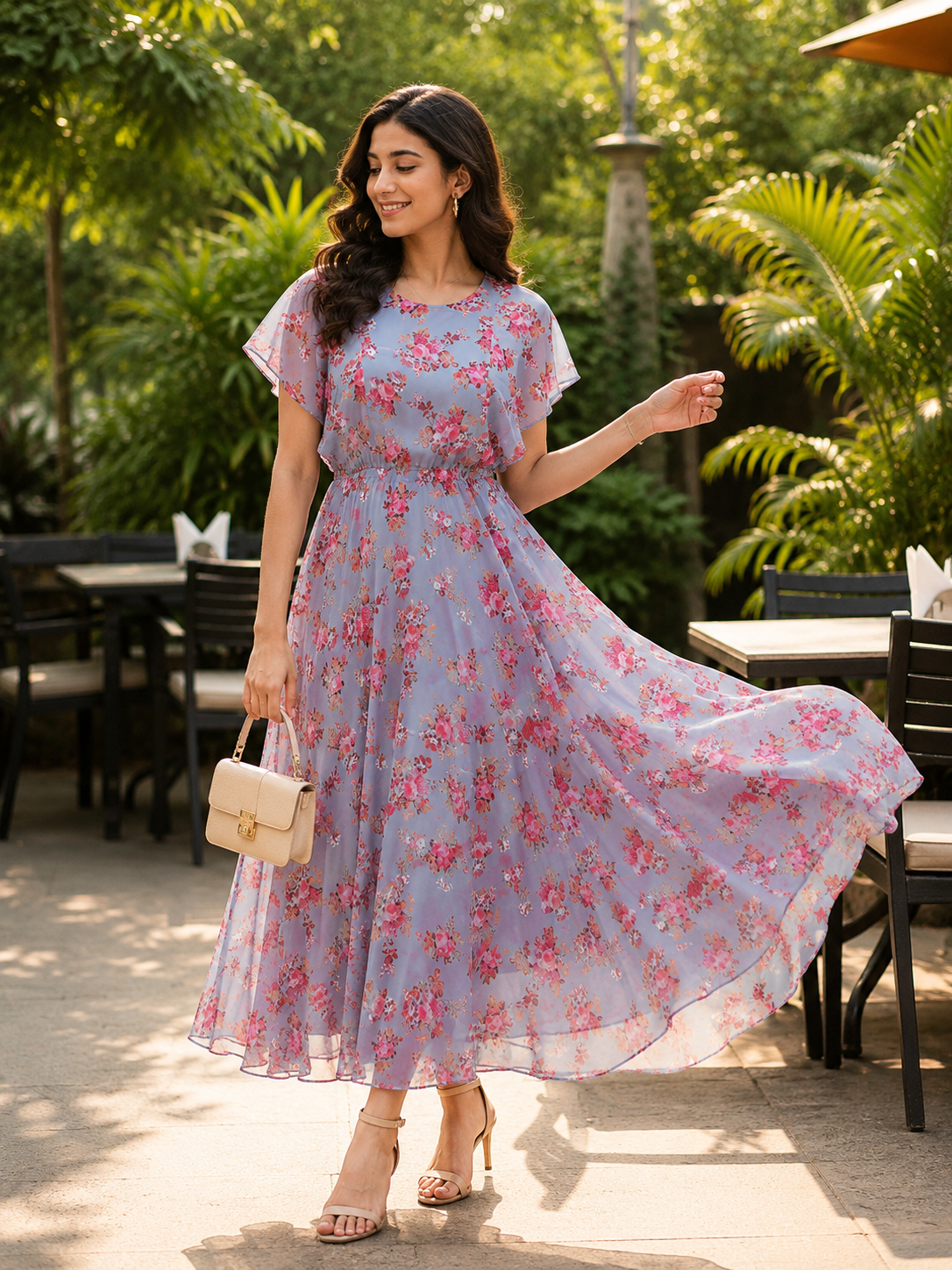 Chic Floral A-Line Maxi Dress