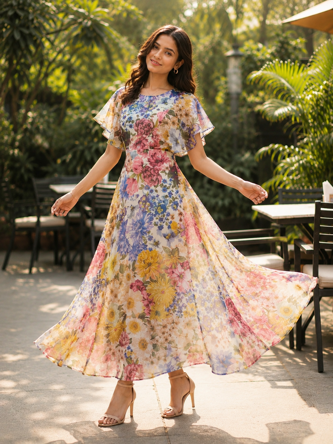 Chic Floral A-Line Maxi Dress