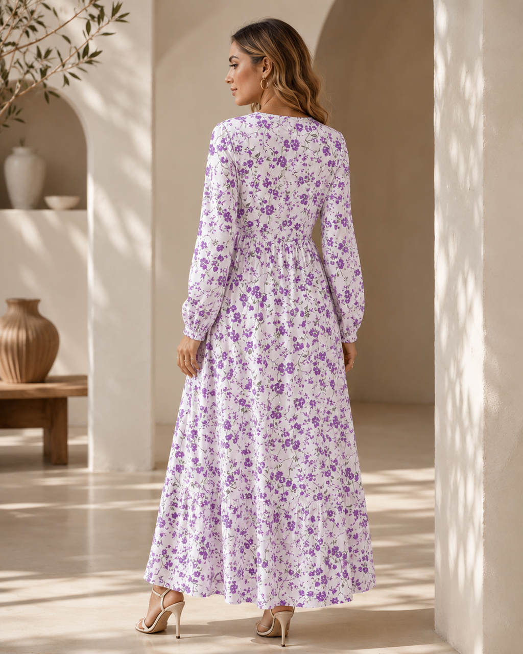 Purple Garden Floral Maxi Dress