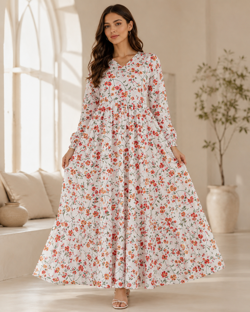 Sunshine Floral Elegance Maxi Dress