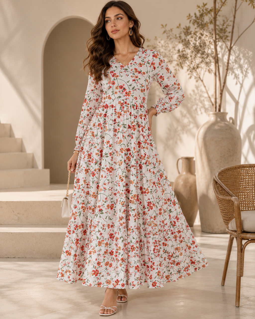 Sunshine Floral Elegance Maxi Dress