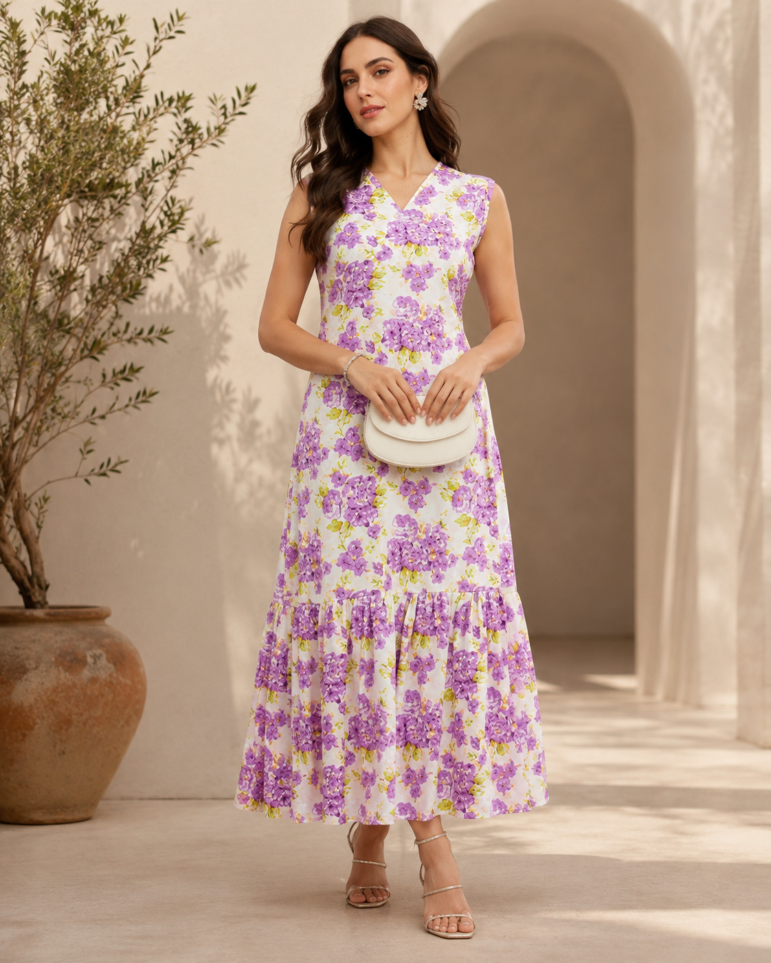 Purple Charm Floral Maxi Dress