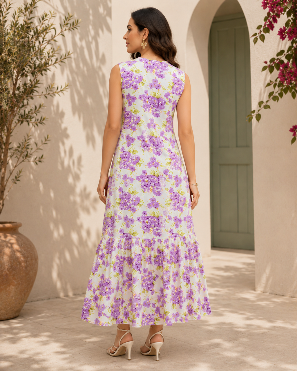 Purple Charm Floral Maxi Dress