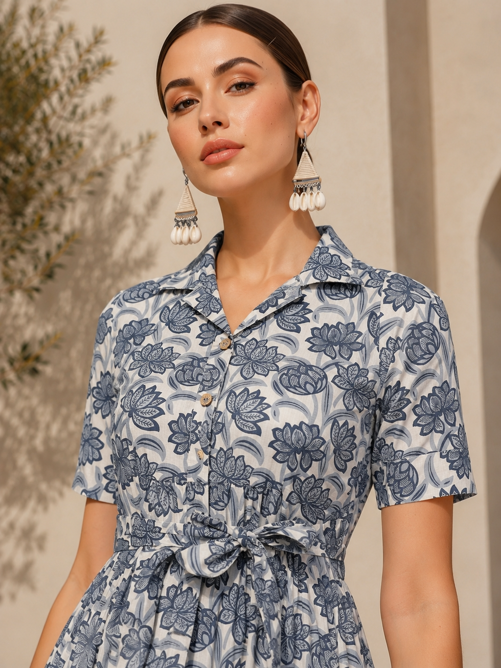 Blooming Grey Charm Midi Dress