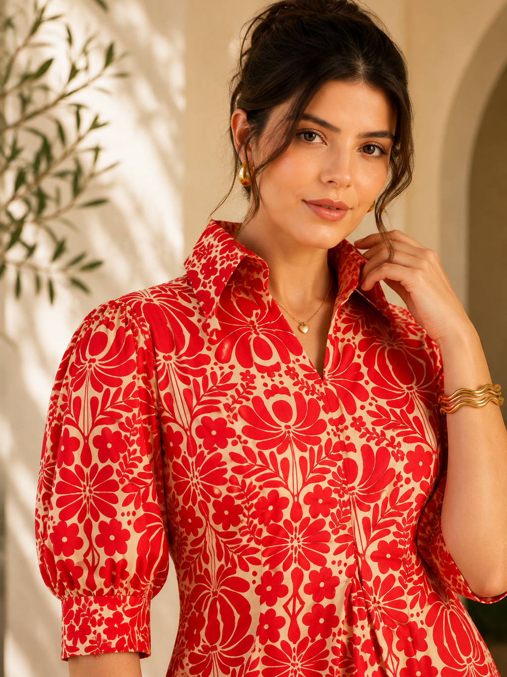 Cherry Blossom A-Line Maxi Dress
