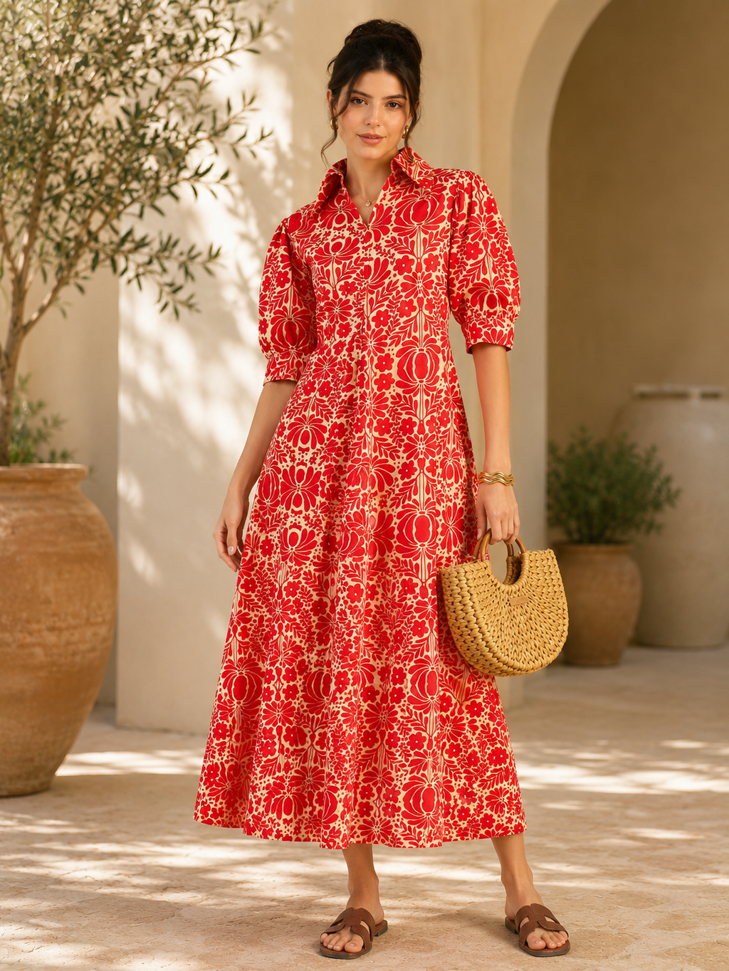 Cherry Blossom A-Line Maxi Dress